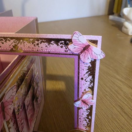 Handmade pink, lilac & gold floral Card with Butterflies