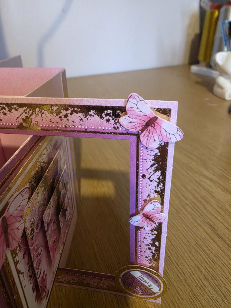 Handmade pink, lilac & gold floral Card with Butterflies