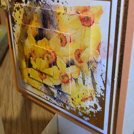 Handmade yellow & gold Card with Daffodils and Butterflies