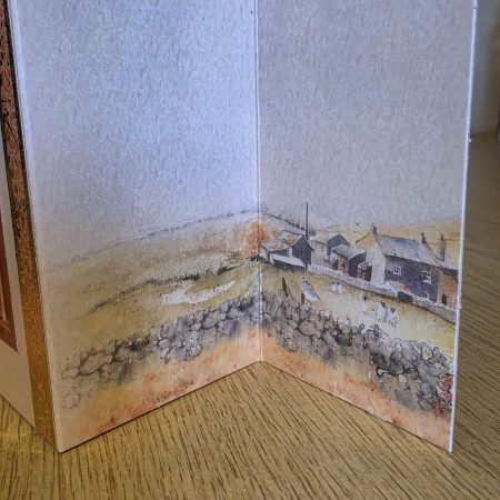 Handmade peach & gold Card with poppies & Butterflies
