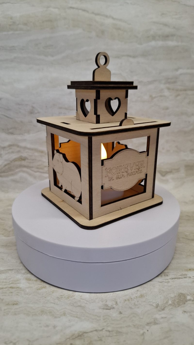Personalised Guinea Pig Wooden Memorial Lantern – Engraved Pet Bereavement Keepsake