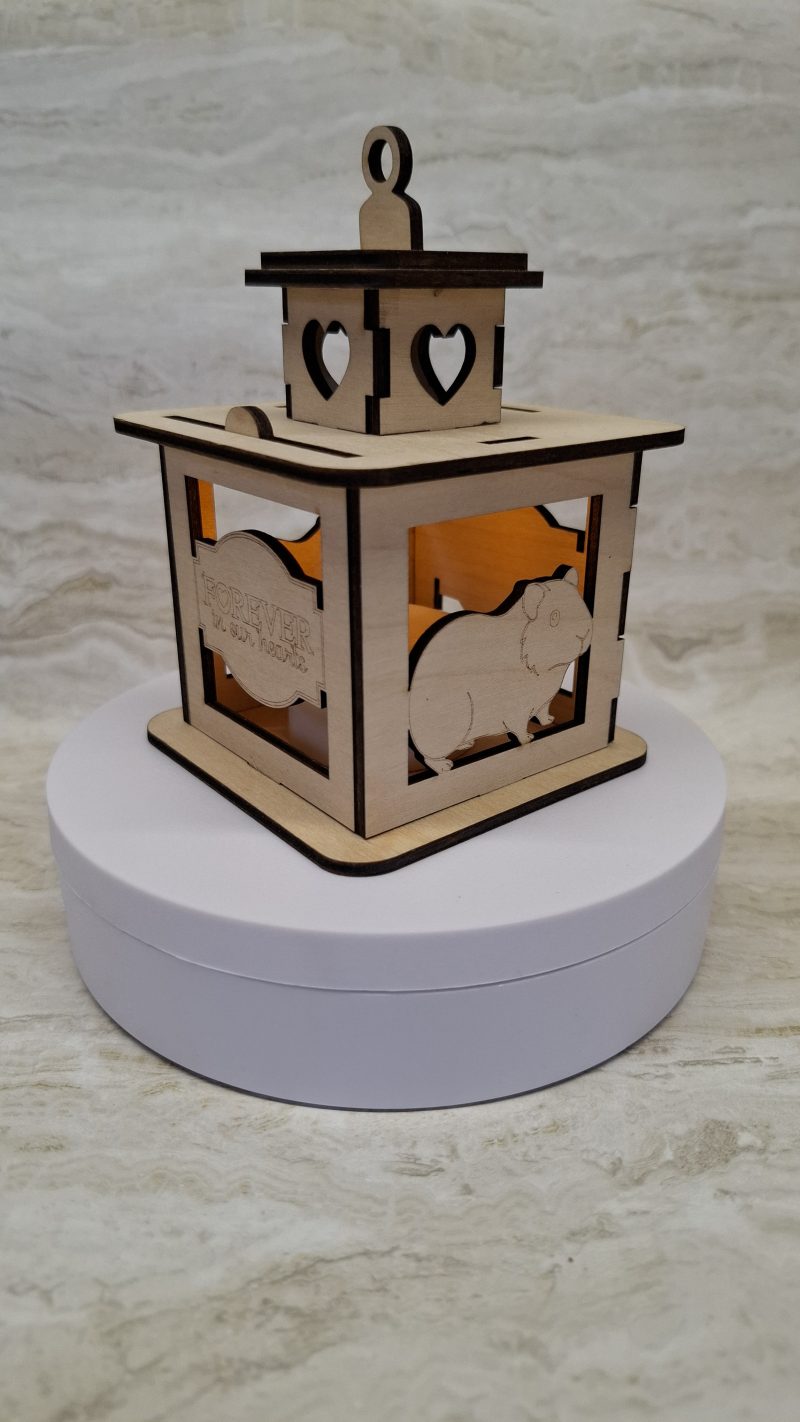 Personalised Guinea Pig Wooden Memorial Lantern – Engraved Pet Bereavement Keepsake