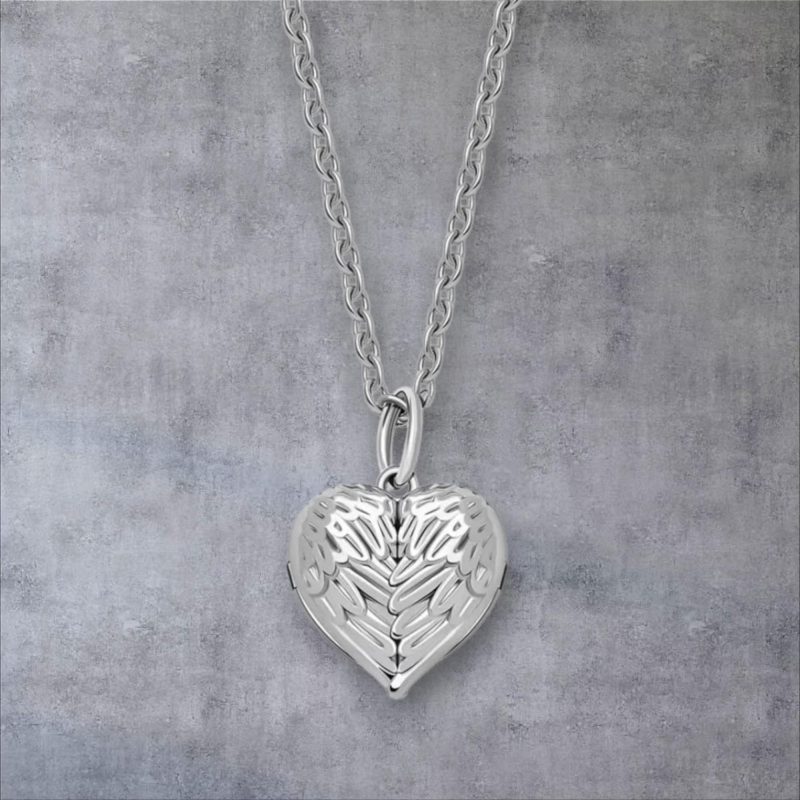 Personalised Angel Wings Photo Locket Necklace in Gold, Silver or Rose Gold