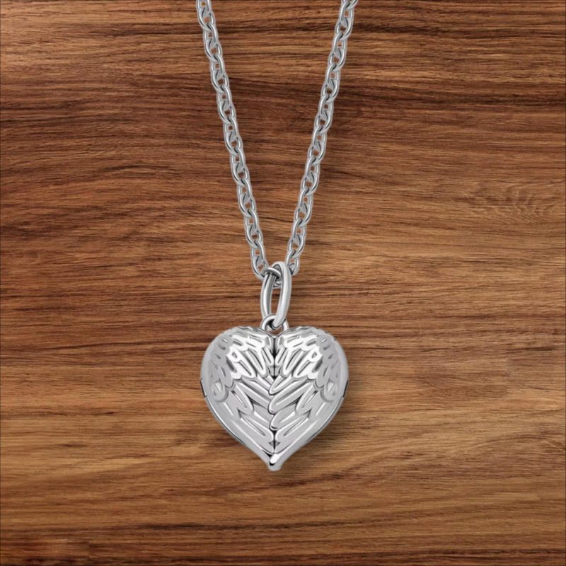Personalised Angel Wings Photo Locket Necklace in Gold, Silver or Rose Gold