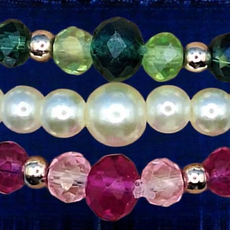 Stretch glass/crystal bracelets in various colours