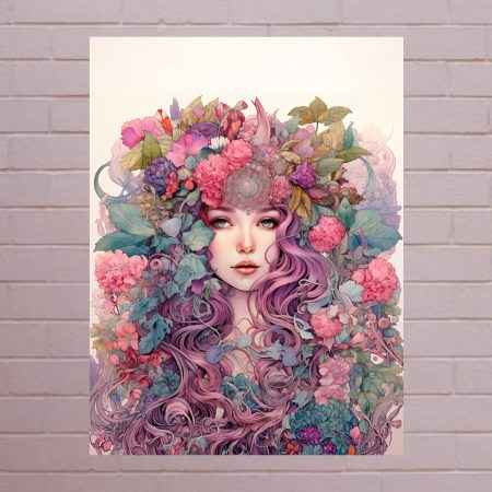 Art Nouveau Pink Woman Poster Canvas Print: A4/A3 1920’s Print Style: #3
