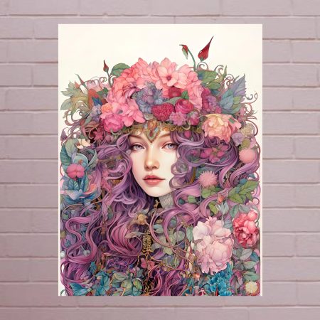 Art Nouveau Pink Woman Poster Canvas Print: A4/A3 1920’s Print Style: #2