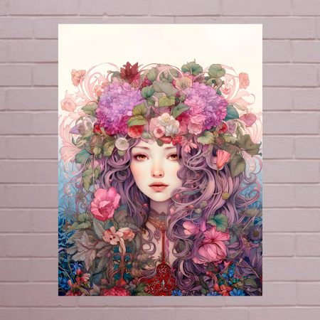Art Nouveau Pink Woman Poster Canvas Print: A4/A3 1920's Print Style: #1
