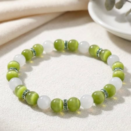 Handmade Green Cats Eye Bracelet