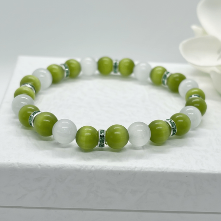 Handmade Green Cats Eye Bracelet
