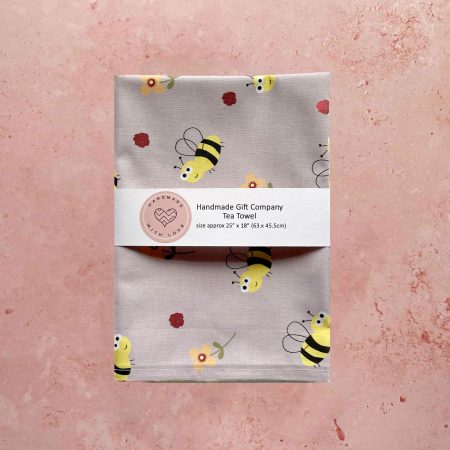 Bee & Flower Design Tea Towel