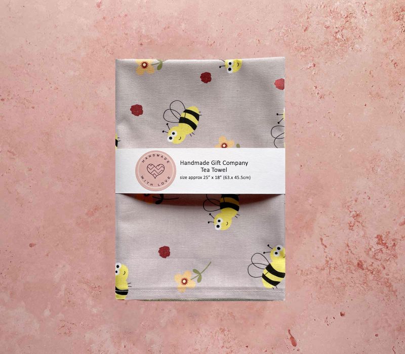 Bee & Flower Design Tea Towel