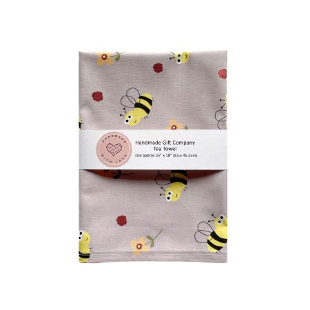 Bee & Flower Design Tea Towel