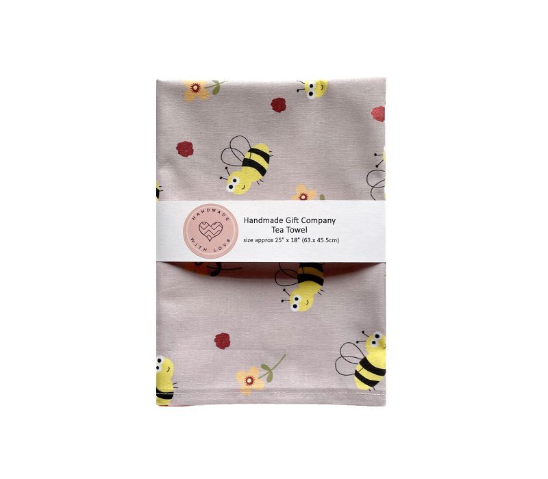 Bee & Flower Design Tea Towel