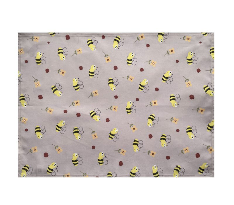 Bee & Flower Design Tea Towel