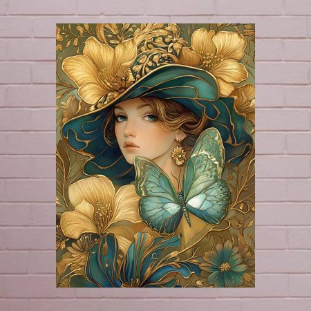 Art Nouveau Pink Woman Poster Canvas Print: A4/A3 1920’s Print Style: #1 (Copy)