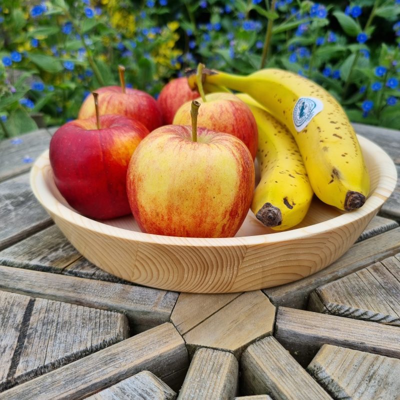 Hand turned pine, fruit or snack bowl