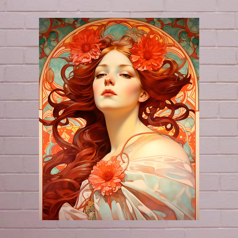 Art Nouveau Woman Canvas Print: Alphonse Mucha Style: #10