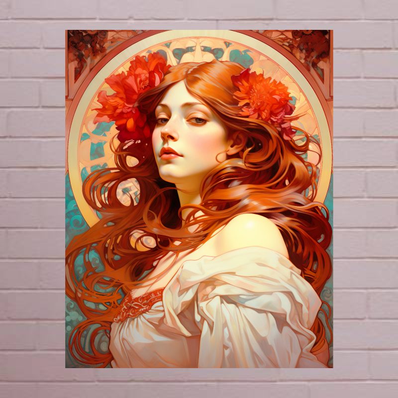Art Nouveau Woman Canvas Print: Alphonse Mucha Style: #10