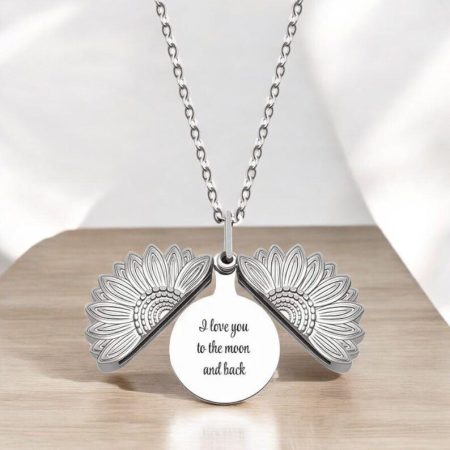 Personalised Handmade Sunflower Locket Necklace in Silver, Gold or Rose Gold