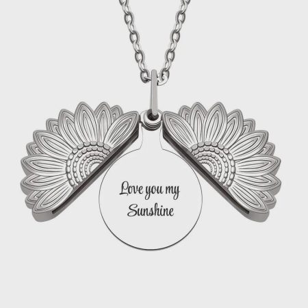 Sunflower Pendant Necklace with 'Love You My Sunshine' Message