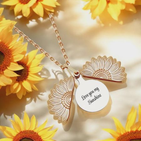 Sunflower Pendant Necklace with 'Love You My Sunshine' Message