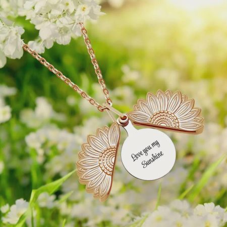 Sunflower Pendant Necklace with 'Love You My Sunshine' Message