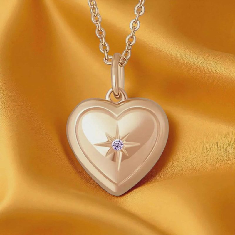 Personalised Heart Locket Necklace with Custom Engraving, Copper