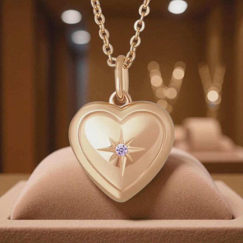 Personalised Heart Locket Necklace with Custom Engraving, Copper