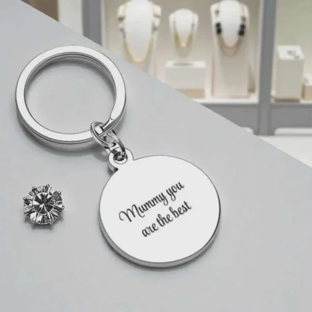 Round Metal Keychain with Polished Finish, Customisable Gift Idea