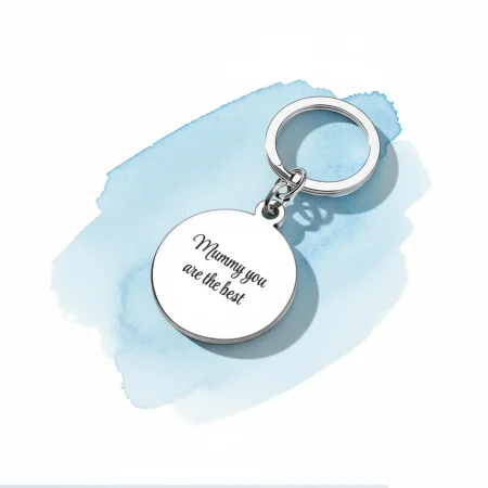 Round Metal Keychain with Polished Finish, Customisable Gift Idea