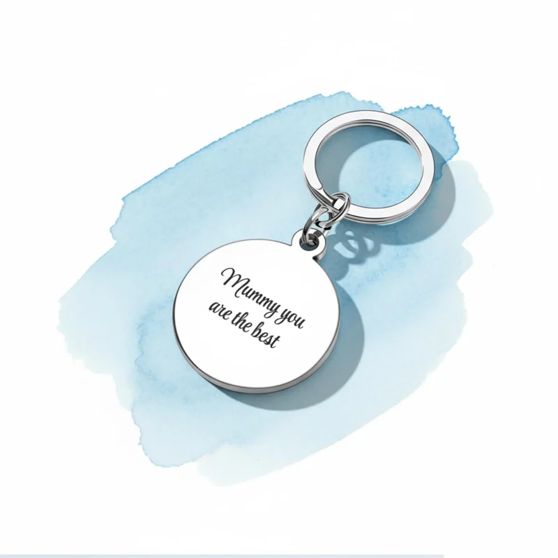 Round Metal Keychain with Polished Finish, Customisable Gift Idea