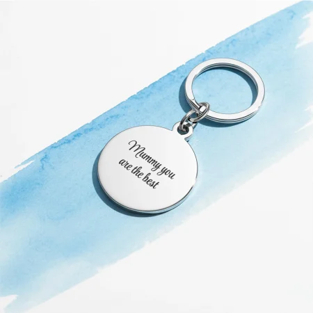 Round Metal Keychain with Polished Finish, Customisable Gift Idea
