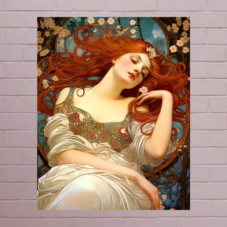 Art Nouveau Woman Canvas Print: Alphonse Mucha Style: #1
