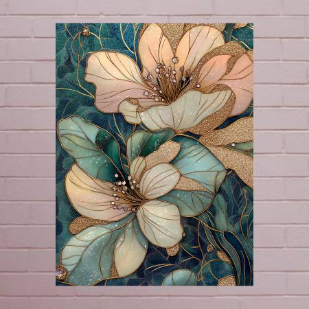 Art Deco Floral Marble Canvas A4/A3Print #1