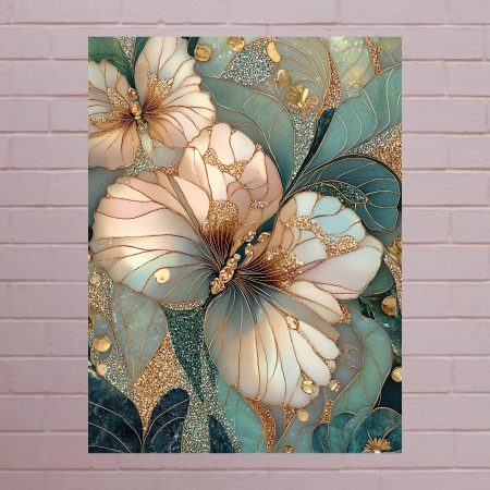 Art Deco Floral Marble Printed Canvas A4/A3 Print #3