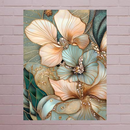 Art Deco Floral Marble Printed Canvas A4/A3 Print #5