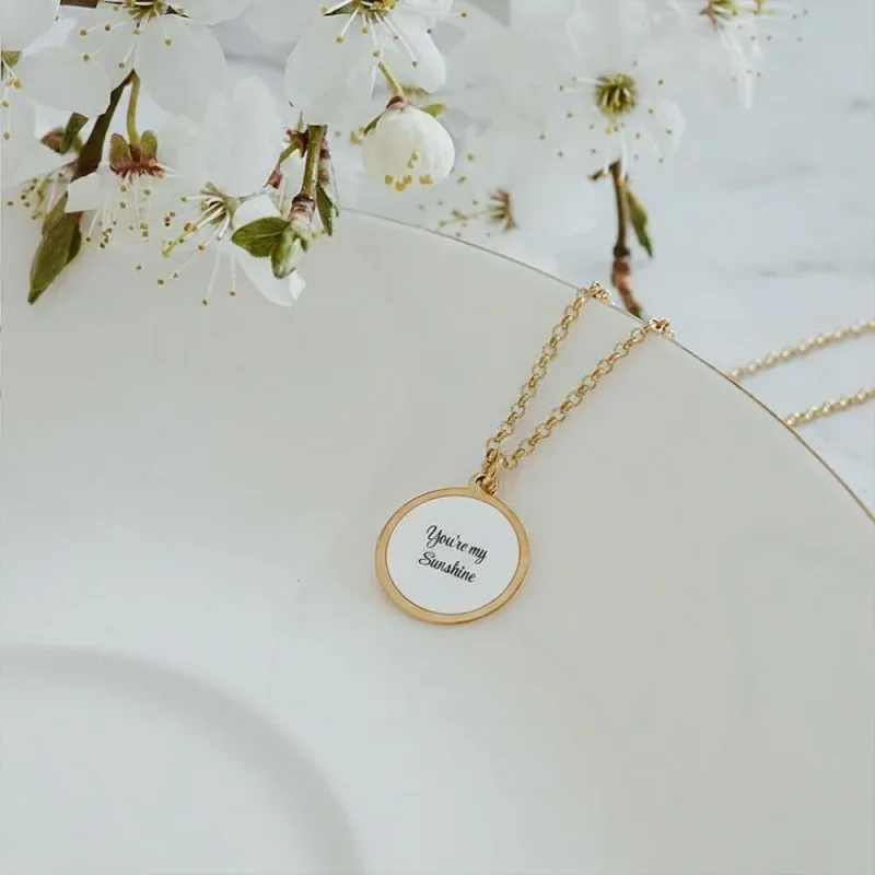Personalised Sunshine Necklace with Engraved Sun Pendant, 45cm Chain