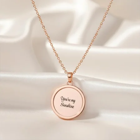 Personalised Sunshine Necklace with Engraved Sun Pendant, 45cm Chain