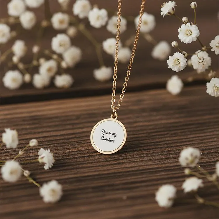 Personalised Sunshine Necklace with Engraved Sun Pendant, 45cm Chain