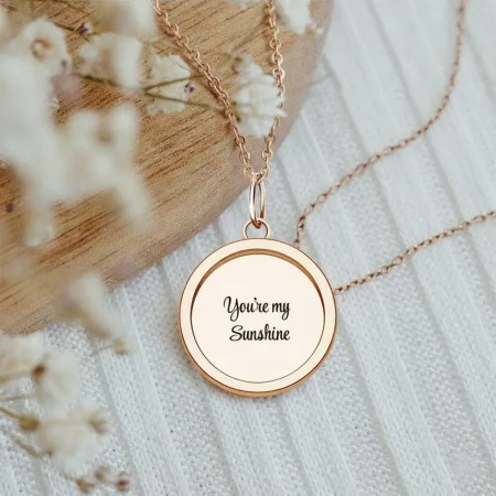 Personalised Sunshine Necklace with Engraved Sun Pendant, 45cm Chain