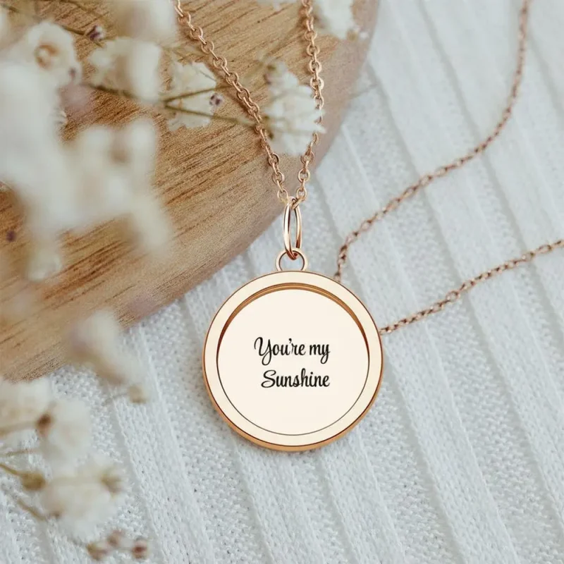 Personalised Sunshine Necklace with Engraved Sun Pendant, 45cm Chain