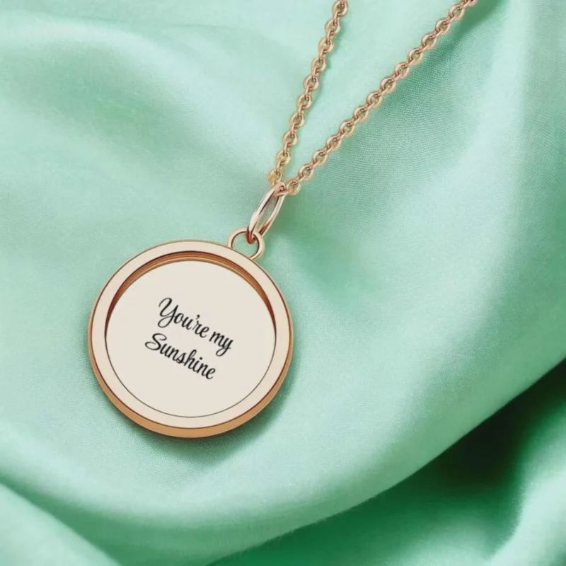 Personalised Sunshine Necklace with Engraved Sun Pendant, 45cm Chain