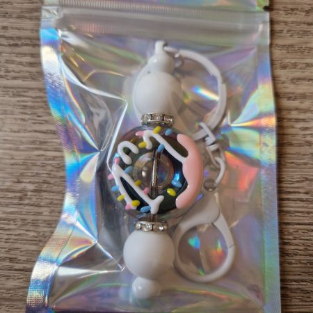 Blsck and white Doughnut Keyring