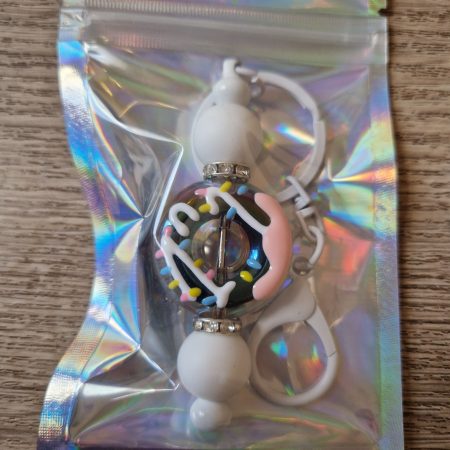 Blsck and white Doughnut Keyring