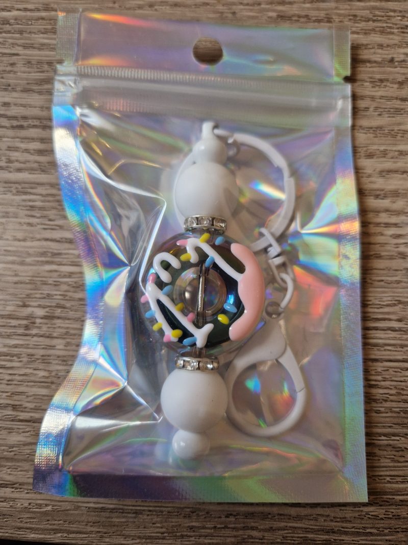 Blsck and white Doughnut Keyring