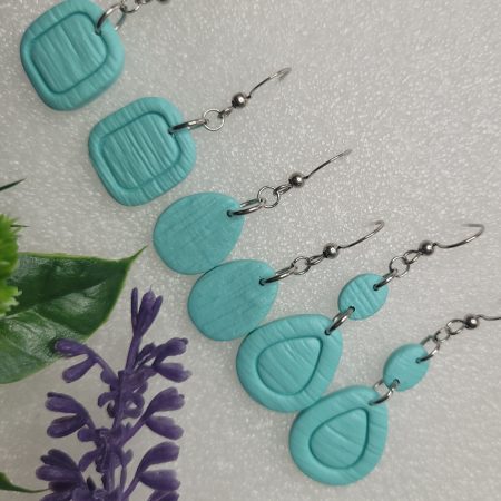 Turquoise medium size polymer clay earrings