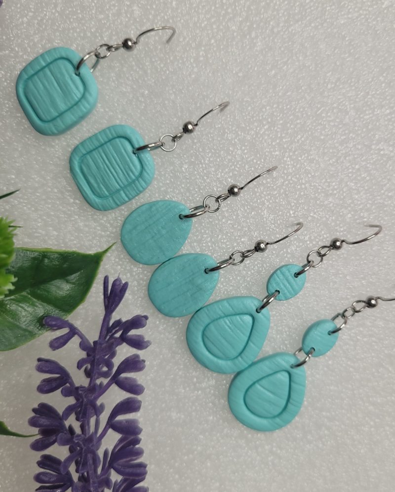 Turquoise medium size polymer clay earrings
