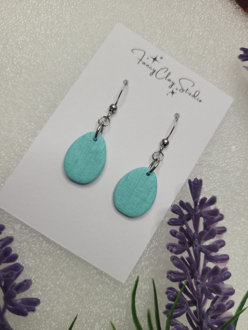 Turquoise medium size polymer clay earrings
