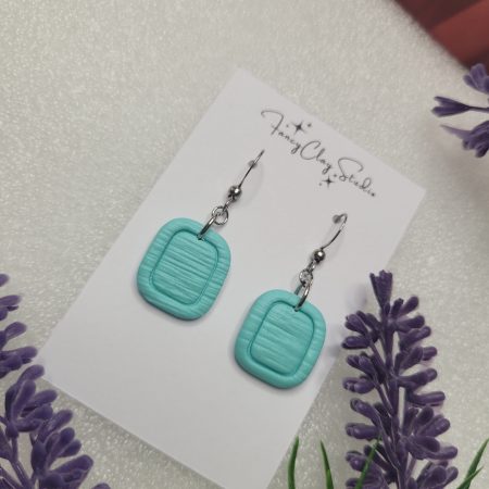 Turquoise medium size polymer clay earrings